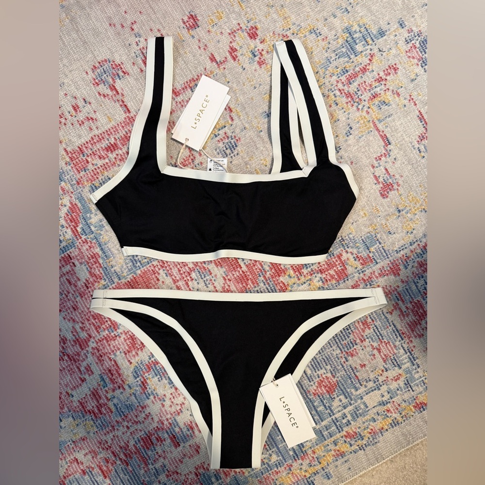NWT L Space Black and White Bikini Set